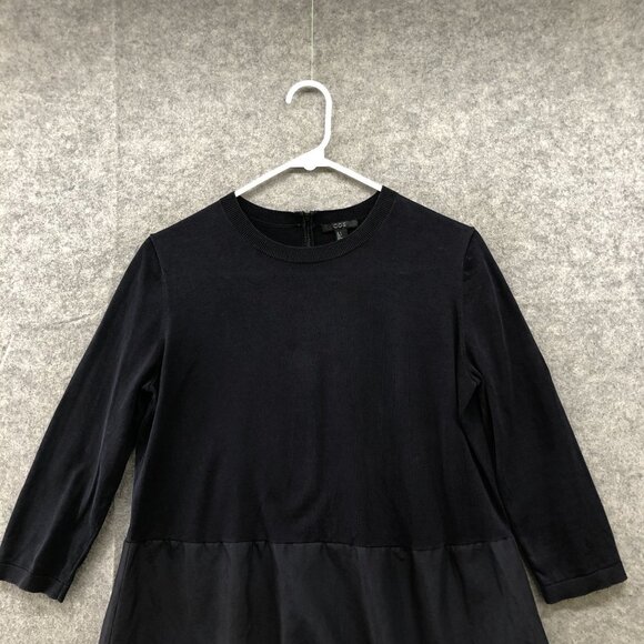 COS 3/4 Sleeve Dress Womens S Navy Blue Crewneck Mixed Media Knit T Shirt - Picture 4 of 10